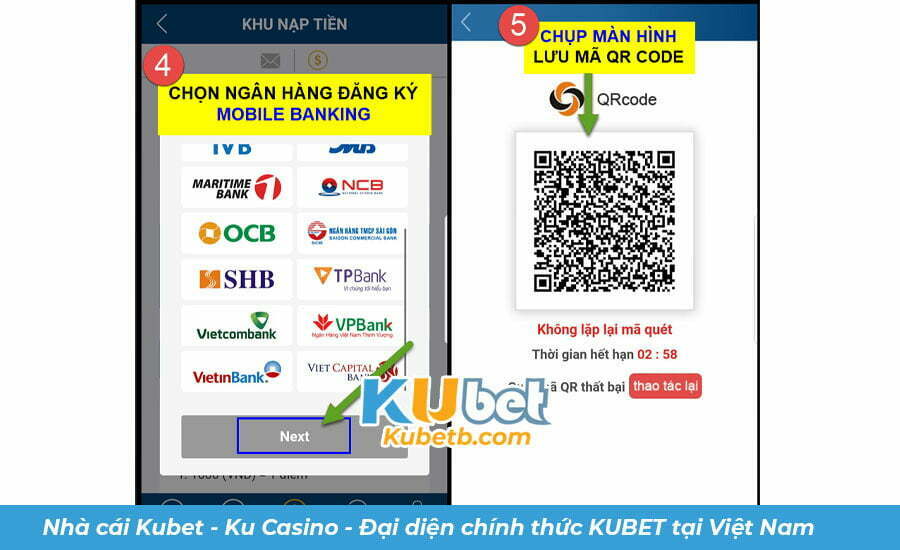 Nạp tiền qr code kubet